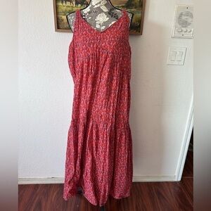 Joie Tea Rose Ruffled Maxi dress in red floral print- Size L